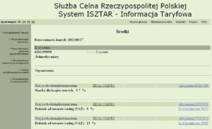 Import - opłaty celne - system ISZTAR